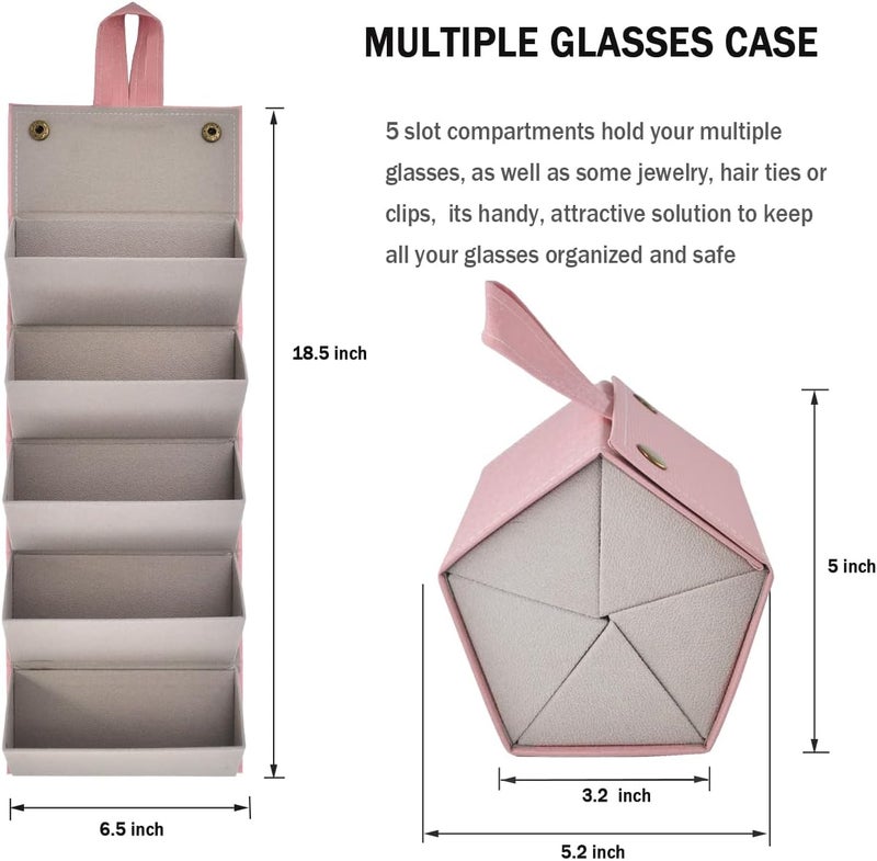 Kenpal Sunglasses Storage Organizer Holder Foldable Travel Case with 5 Slot Compartments for Multiple Glasses - Image 2